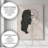 Abstract Cosmic Dual Face Portrait Line Art Canvas Wall Art Print Decor Picture Ready to Hang