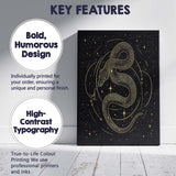 Mystical Cosmic Snake Gold Line Art Canvas Wall Art Print Decor Picture Ready to Hang