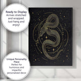 Mystical Cosmic Snake Gold Line Art Canvas Wall Art Print Decor Picture Ready to Hang
