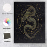 Mystical Cosmic Snake Gold Line Art Canvas Wall Art Print Decor Picture Ready to Hang