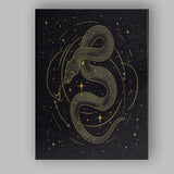 Mystical Cosmic Snake Gold Line Art Canvas Wall Art Print Decor Picture Ready to Hang