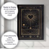 Mystical Lovers Tarot Heart Gold Line Art Canvas Wall Art Print Decor Picture Ready to Hang