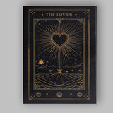 Mystical Lovers Tarot Heart Gold Line Art Canvas Wall Art Print Decor Picture Ready to Hang