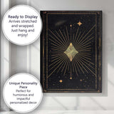 Radiant Geometric Diamond Celestial Gold Line Art Canvas Wall Art Print Decor Picture Ready to Hang