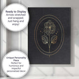 Celestial Gold Floral Blossom Line Art Canvas Wall Art Print Decor Picture Ready to Hang