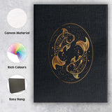 Mystical Pisces Koi Fish Gold Line Art Canvas Wall Art Print Decor Picture Ready to Hang