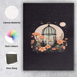 Moonlit Floral Birdcage Botanical Illustration Canvas Wall Art Print Decor Picture Ready to Hang