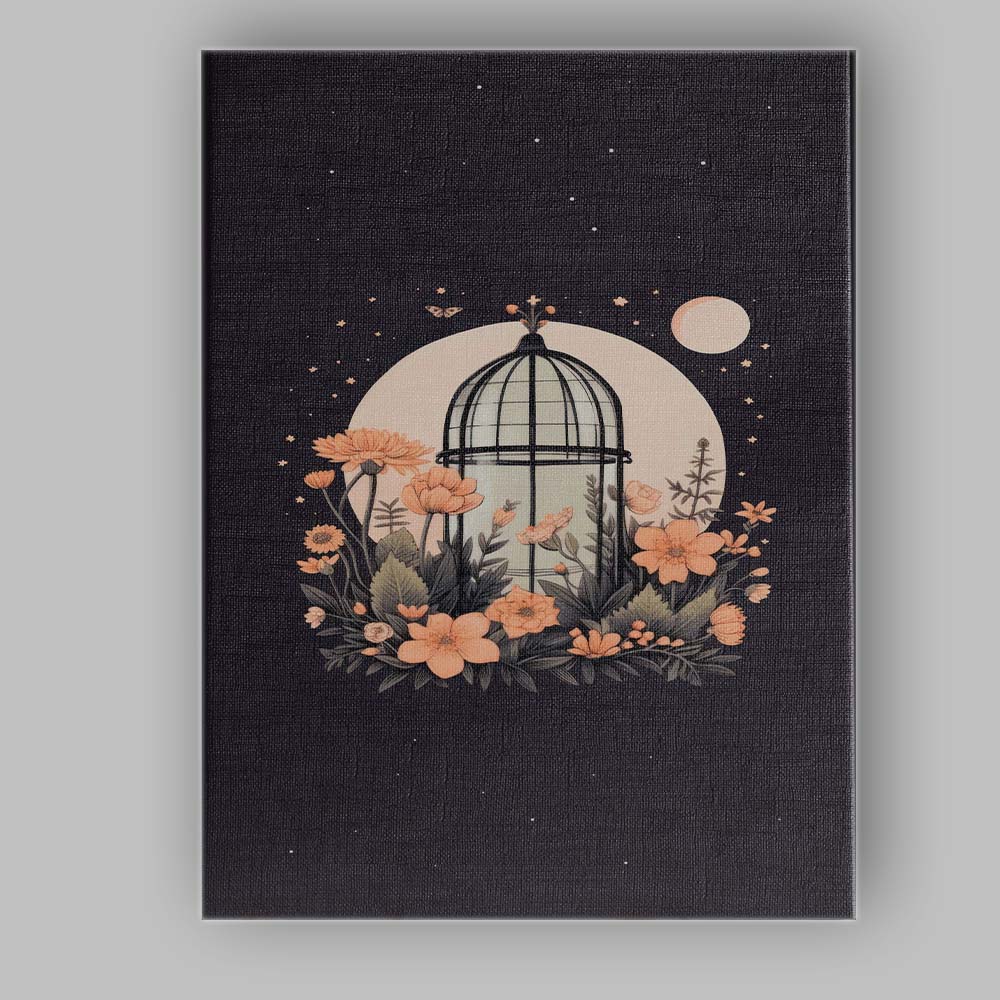 Moonlit Floral Birdcage Botanical Illustration Canvas Wall Art Print Decor Picture Ready to Hang