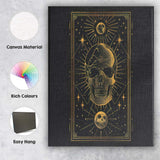 Mystical Celestial Skull Gold Line Art Canvas Wall Art Print Decor Picture Ready to Hang
