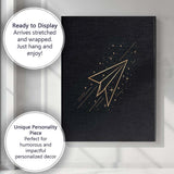 Celestial Paper Airplane Gold Line Art Canvas Wall Art Print Decor Picture Ready to Hang