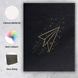 Celestial Paper Airplane Gold Line Art Canvas Wall Art Print Decor Picture Ready to Hang