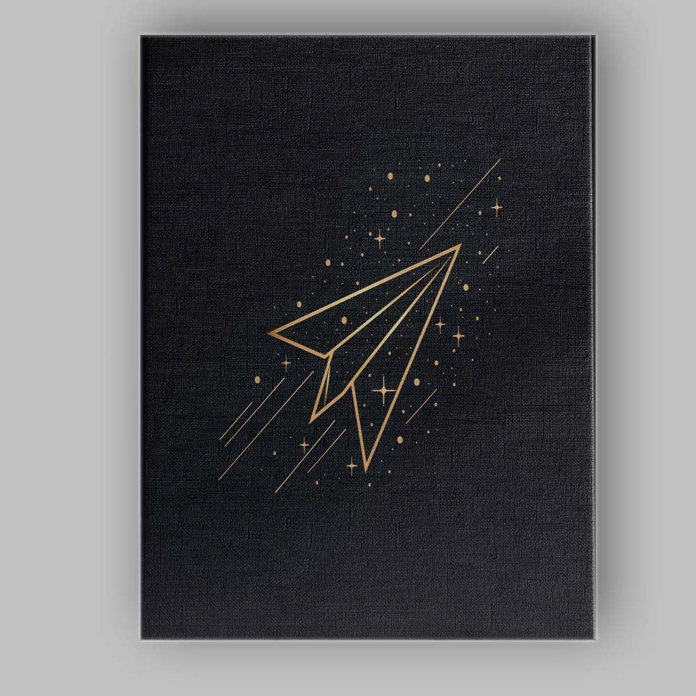 Celestial Paper Airplane Gold Line Art Canvas Wall Art Print Decor Picture Ready to Hang