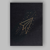 Celestial Paper Airplane Gold Line Art Canvas Wall Art Print Decor Picture Ready to Hang