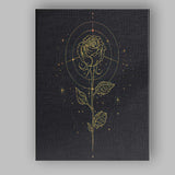 Mystical Gold Rose Botanical Line Art Canvas Wall Art Print Decor Picture Ready to Hang