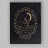 Romantic Couple Embrace Moonlit Night Line Art Canvas Wall Art Print Decor Picture Ready to Hang