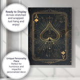 Mystical Ace of Spades Playing Card Gold Line Art Canvas Wall Art Print Decor Picture Ready to Hang