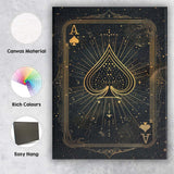Mystical Ace of Spades Playing Card Gold Line Art Canvas Wall Art Print Decor Picture Ready to Hang