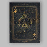 Mystical Ace of Spades Playing Card Gold Line Art Canvas Wall Art Print Decor Picture Ready to Hang