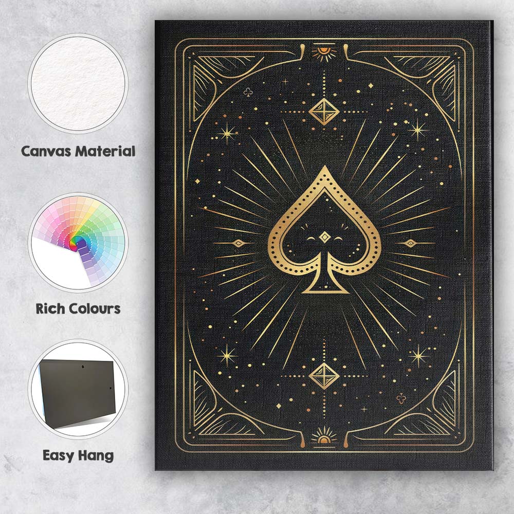 Minimal Ace of Spades Celestial Playing Card Canvas Wall Art Print Decor Picture Ready to Hang