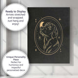 Celestial Labrador Dog Portrait Gold Line Art Canvas Wall Art Print Decor Picture Ready to Hang