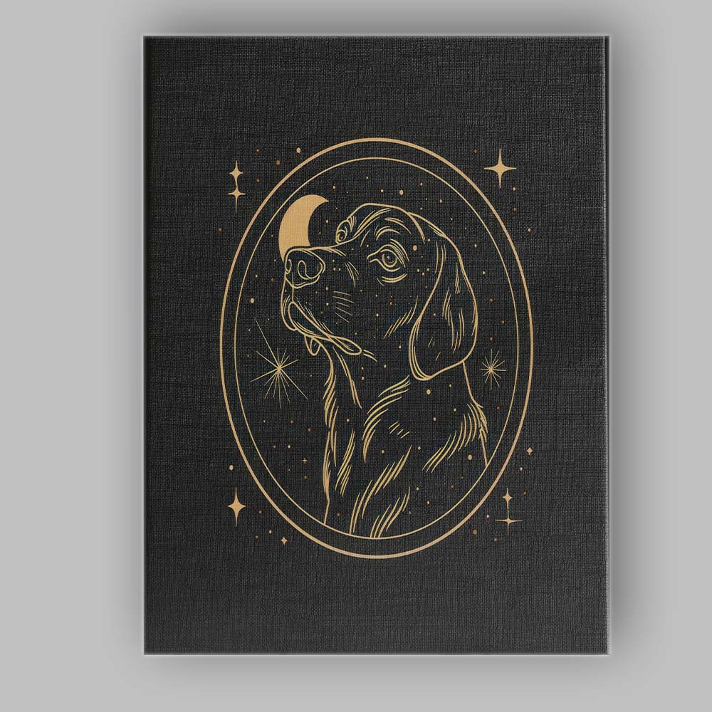 Celestial Labrador Dog Portrait Gold Line Art Canvas Wall Art Print Decor Picture Ready to Hang