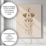 Minimal Botanical Moon Phase Wildflower Line Art Canvas Wall Art Print Decor Picture Ready to Hang