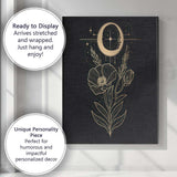 Celestial Poppy Flower Moon Phase Botanical Line Art Canvas Wall Art Print Decor Picture Ready to Hang