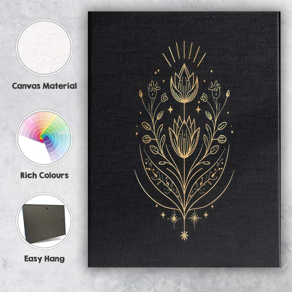 Minimal Celestial Tulip Botanical Gold Line Art Canvas Wall Art Print Decor Picture Ready to Hang
