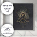 Celestial Moon Behind Clouds Gold Line Art Canvas Wall Art Print Decor Picture Ready to Hang