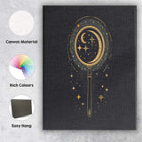 Celestial Moon Magnifying Glass Gold Line Art Canvas Wall Art Print Decor Picture Ready to Hang