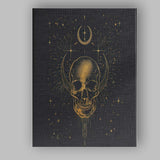 Mystical Crescent Moon Skull Celestial Gothic Gold Line Art Canvas Wall Art Print Decor Picture Ready to Hang