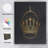 Royal Ornate Crown Celestial Gold Line Art Canvas Wall Art Print Decor Picture Ready to Hang