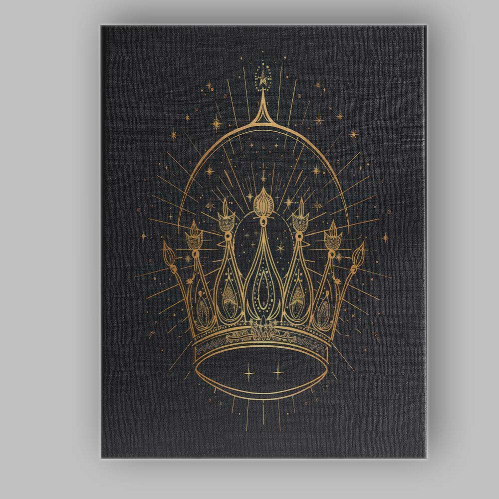 Royal Ornate Crown Celestial Gold Line Art Canvas Wall Art Print Decor Picture Ready to Hang