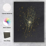 Mystical Cosmic Hand Celestial Energy Gold Line Art Canvas Wall Art Print Decor Picture Ready to Hang
