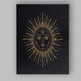 Bohemian Sun Face Celestial Gold Line Art Canvas Wall Art Print Decor Picture Ready to Hang
