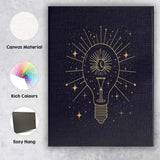 Celestial Light Bulb Moon And Stars Gold Line Art Canvas Wall Art Print Decor Picture Ready to Hang