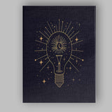 Celestial Light Bulb Moon And Stars Gold Line Art Canvas Wall Art Print Decor Picture Ready to Hang