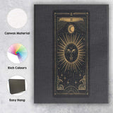 Mystical Tarot Sun Moon Celestial Card Gold Line Art Canvas Wall Art Print Decor Picture Ready to Hang