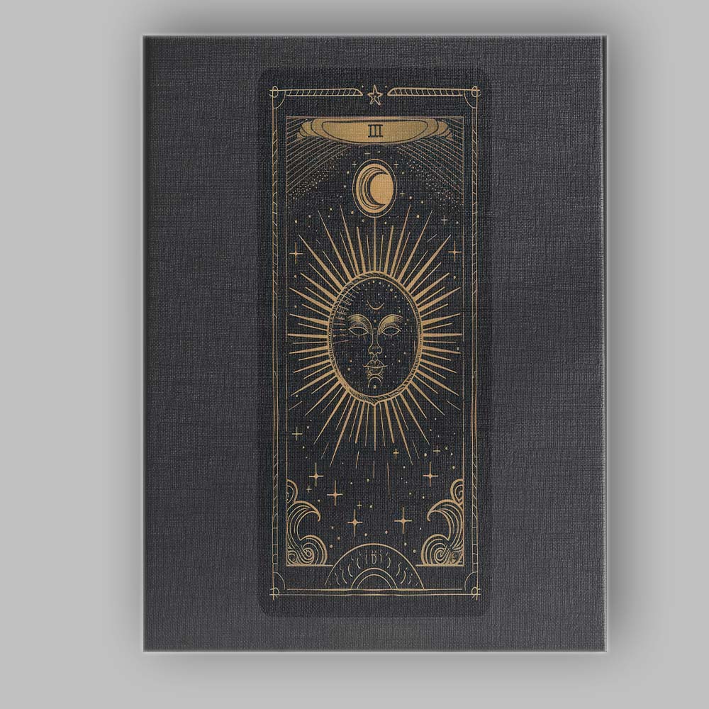 Mystical Tarot Sun Moon Celestial Card Gold Line Art Canvas Wall Art Print Decor Picture Ready to Hang