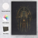 Art Deco City Skyline Celestial Gold Line Art Canvas Wall Art Print Decor Picture Ready to Hang