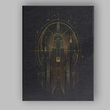 Art Deco City Skyline Celestial Gold Line Art Canvas Wall Art Print Decor Picture Ready to Hang