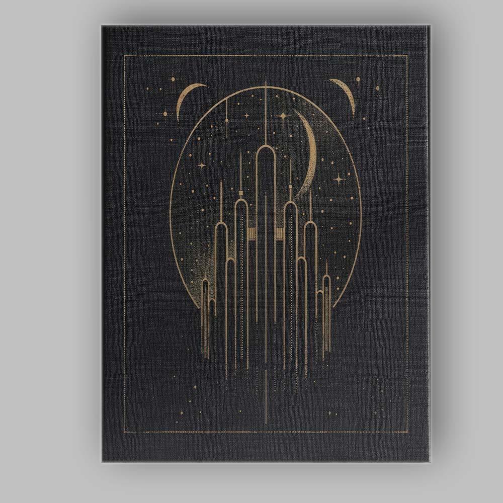 Art Deco Celestial City Skyline Gold Line Art Canvas Wall Art Print Decor Picture Ready to Hang