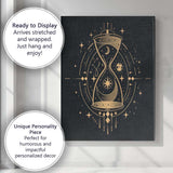 Mystical Cosmic Hourglass Moon And Stars Gold Line Art Canvas Wall Art Print Decor Picture Ready to Hang