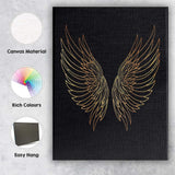 Golden Angel Wings Minimal Line Art Canvas Wall Art Print Decor Picture Ready to Hang