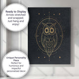 Sacred Geometric Owl Gold Line Art Canvas Wall Art Print Decor Picture Ready to Hang