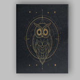 Sacred Geometric Owl Gold Line Art Canvas Wall Art Print Decor Picture Ready to Hang