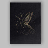 Celestial Hummingbird Gold Line Art Illustration Canvas Wall Art Print Decor Picture Ready to Hang