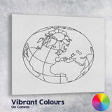 Minimal World Globe Outline Line Art Canvas Wall Art Print Decor Picture Ready to Hang
