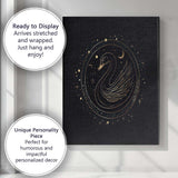 Celestial Swan Gold Line Art Moon And Stars Canvas Wall Art Print Decor Picture Ready to Hang