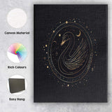 Celestial Swan Gold Line Art Moon And Stars Canvas Wall Art Print Decor Picture Ready to Hang